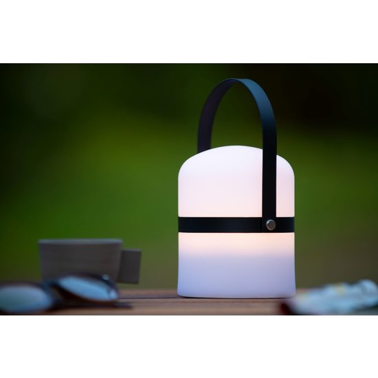 Handy spring and summer outdoor table lamp 10 cm Ø black strap