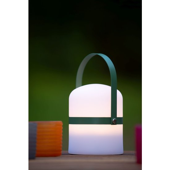 Handy spring and summer outdoor table lamp 10 cm Ø green strap