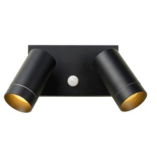 Foco exterior moderno doble negro con detección de movimiento 2x GU10
