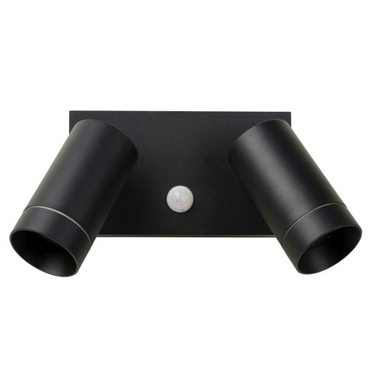 Spot extérieur moderne double noir avec détection de mouvement 2x GU10