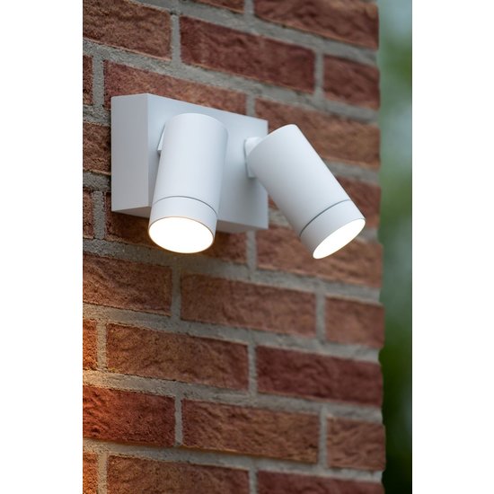 Modern double white outdoor spotlight with motion detection 2x GU10
