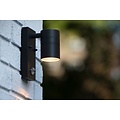 Small wall lamp cylindrical tube black IP44 with sensor