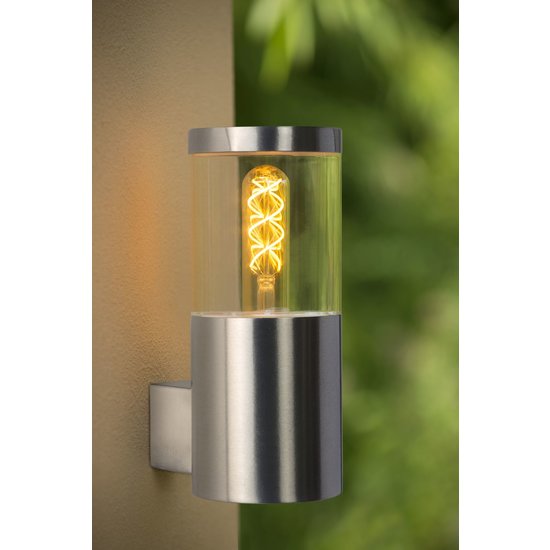 Smalle stijlvolle wandlamp buiten mat chroom E27