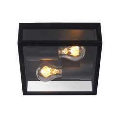 Timelessly sleek classic double lamp wall or ceiling IP65 black