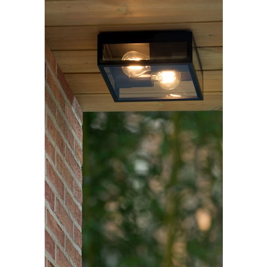 Timelessly sleek classic double lamp wall or ceiling IP65 black