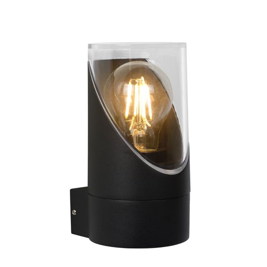 Moderne zylindrische Außenwandleuchte 9 cm Ø E27 IP65 schwarz