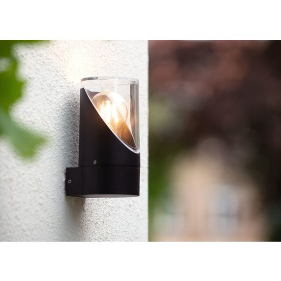 Moderne zylindrische Außenwandleuchte 9 cm Ø E27 IP65 schwarz
