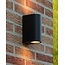Hoher schwarzer Wandspot IP44 Licht oben und unten 2x GU10