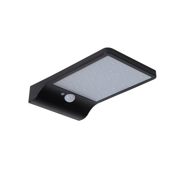 Functioneel design wandlamp IP44 zwart fotovoltaïsch en sensor