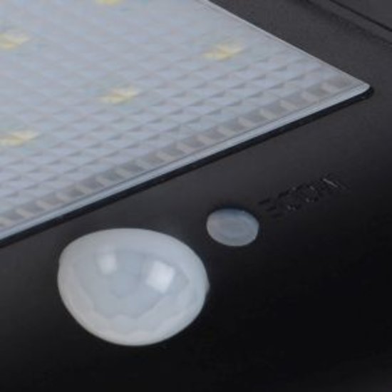 Funktionelle Design-Wandleuchte IP44, schwarz, Photovoltaik und Sensor