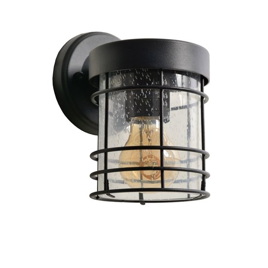 Bonito aplique de exterior con aspecto rústico E27 IP23 negro