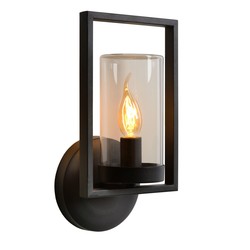 Aplique rural negro y elegante para lámpara vela IP44 negro