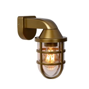 Landelijke wandlamp met plexi voor buiten E27 IP44 mat goud/messing