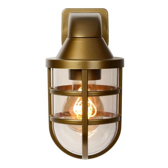 Rural wall lamp with plexiglass for outdoor E27 IP44 matt gold/brass