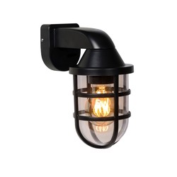 Landelijke wandlamp met plexi voor buiten E27 IP44 zwart