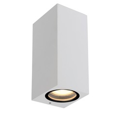 Slank, modern rechthoekig wandlamp buiten 2xGU10 IP44 wit