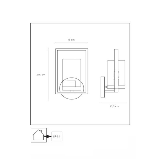 Rural black and stylish wall lamp for candle lamp IP44 black