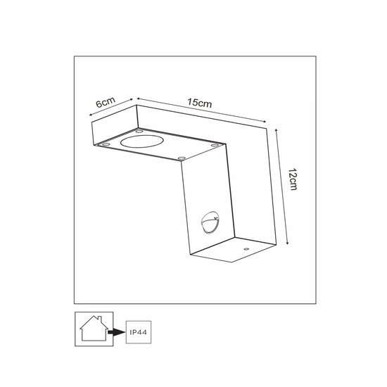 Lámpara de fachada rectangular con sensor 1x8W 3000K IP54 antracita