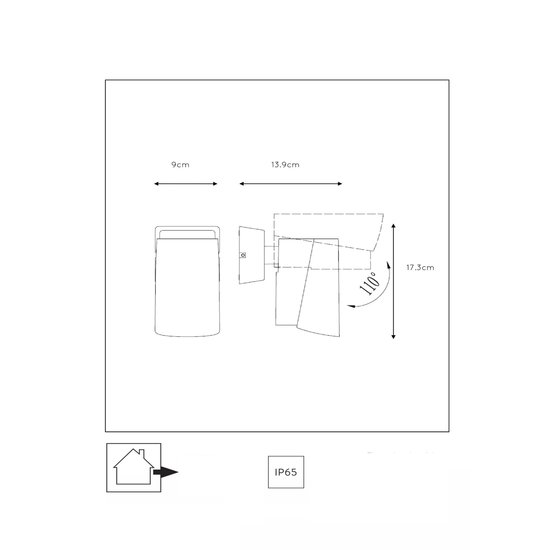 Spot mural puissant Cylindre 1x13W 3000K IP65 anthracite