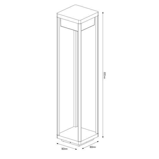 Fantasia Neres terrace lamp, black metal, 80 cm tall, LED 9 W, 1100 lumens, 3000K warm white, IP65 waterproof, 220 V
