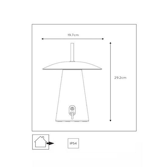 Lampe de table dimmable rechargeable pour terrasse anthracite