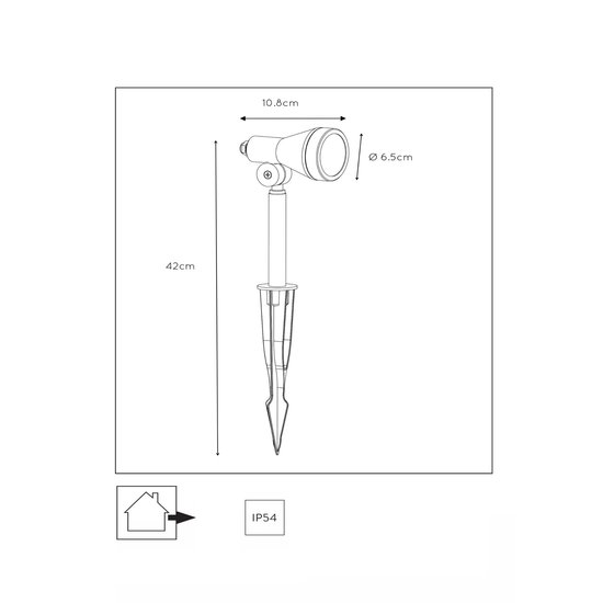 Black garden spotlight on tripod with 5w GU10 including IP54 black