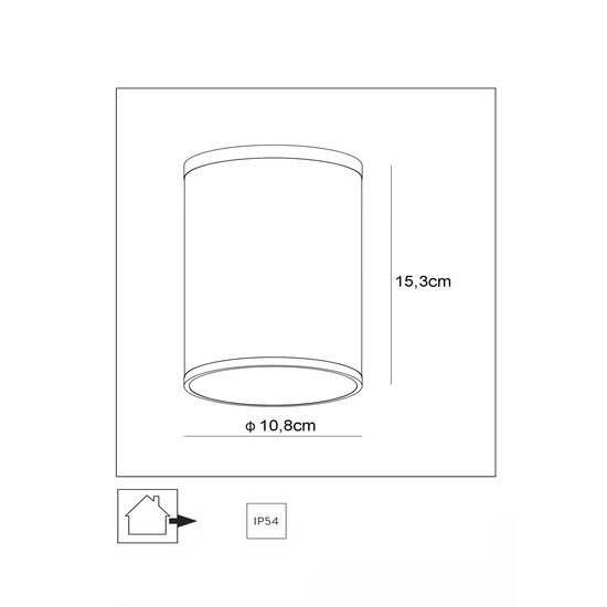 Spot de plafond tubulaire extérieur 10,8 cm Ø E27 IP54 blanc