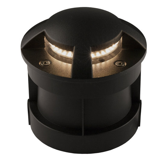 Fantasia Beacon 4 zwarte grondspot met 4 lichtpunten, COB LED 5W, 3000K, 400 lumen, IP67, diameter 130mm