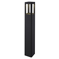 Fantasia poteau de jardin carré noir, 65 cm de haut et 8,5 cm de large, avec LED 7W intégrée (3000K, 595 lumens) et IP65