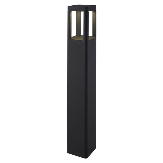 Fantasia zwarte vierkante tuinpaal, 65 cm hoog en 8,5 cm breed, met geïntegreerde 7W LED (3000K, 595 lumen) en IP65