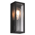 Fantasia Kelso wandlamp voor buiten, aluminium met glazen kap, E27 fitting max 15W, mat zwart, IP65, 265 mm hoog