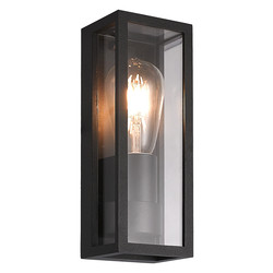 Rural black wall lamp enclosed in glass E27