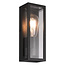 Fantasia Kelso wandlamp voor buiten, aluminium met glazen kap, E27 fitting max 15W, mat zwart, IP65, 265 mm hoog