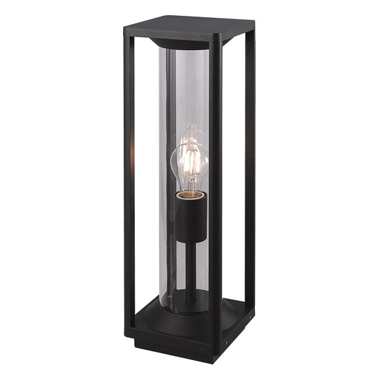 Fantasia Fantasia Kelso tuinpaal 500mm, mat zwart aluminium en glas, E27-fitting max 15W, IP65 voor buiten