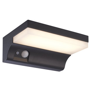Black wall lamp with solar panel and sensor 2W