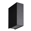 Smalle wandlamp zwart met licht boven en onder