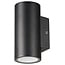 Fantasia TENGU black outdoor wall light with 2x3W COB LED, 3000K, IP65, up and down light, aluminium housing
