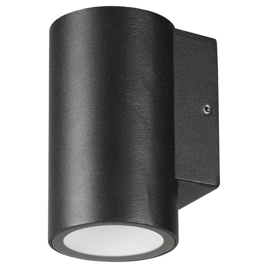 Schwarzer Außenstrahler für Wand oder Pfosten 1x3W mit Downlight IP65