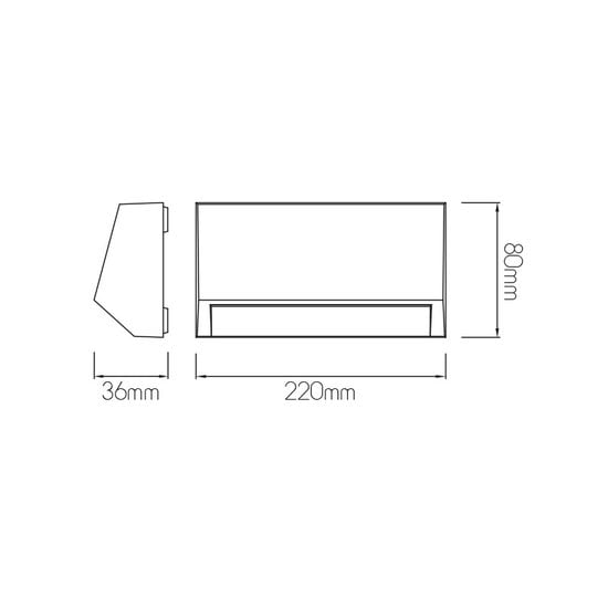 Fantasia Kito wandlamp voor buiten, grijs kunststof, ingebouwde SMD LED 3,8W, 490 lumen, 3000K, IP65, 220 x 80 x 36 mm