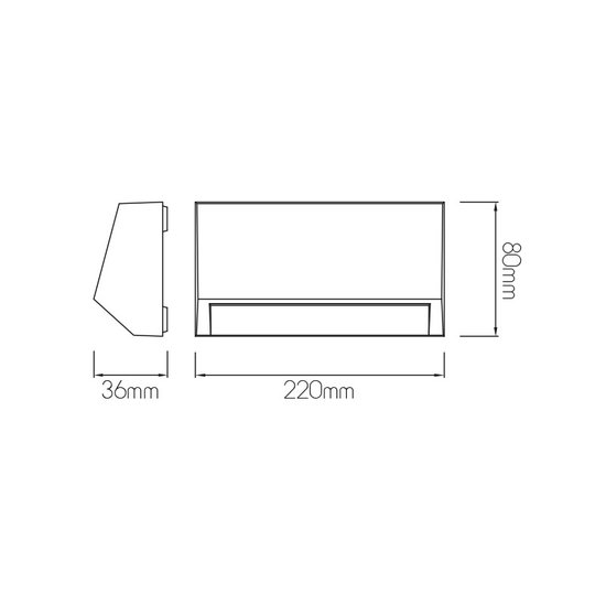 Zwarte wandlamp breed licht IP65 490 lumen