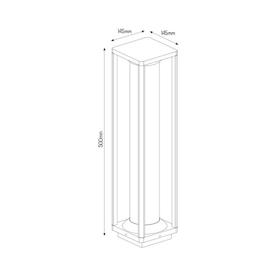 Fantasia Fantasia Kelso tuinpaal 500mm, mat zwart aluminium en glas, E27-fitting max 15W, IP65 voor buiten