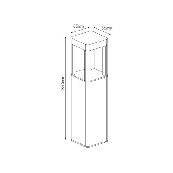 Black classy low bollard 7W with 4 open sides