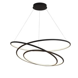 Grande suspension spirale noire 105W LED 90 cm et suspension jusqu'à 3m