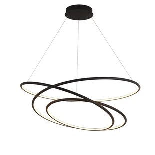 Large black spiral hanging lamp 105W LED 90 cm and up to 3m pendant