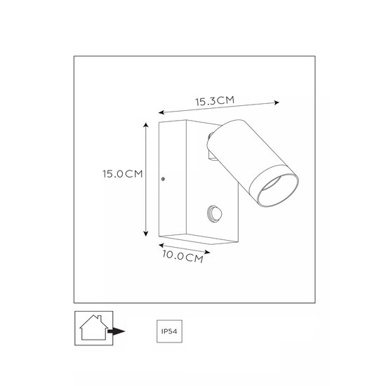 Modern black outdoor spotlight with motion detection 1x GU10