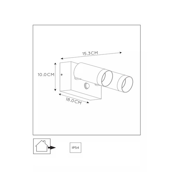 Spot extérieur moderne double blanc avec détection de mouvement 2x GU10