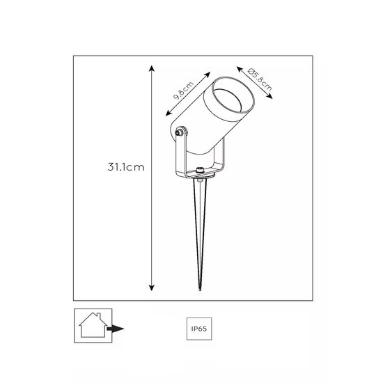 Modern white directional ground spotlight GU10 with ground picket