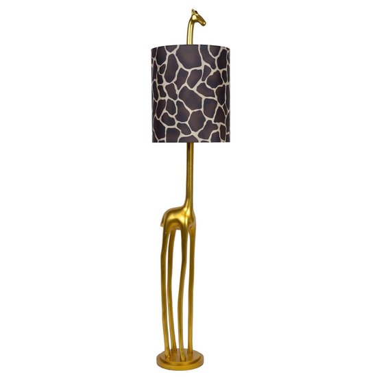 Stattliche Giraffen-Stehleuchte aus Mattgold/Messing E27