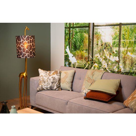 Stattliche Giraffen-Stehleuchte aus Mattgold/Messing E27