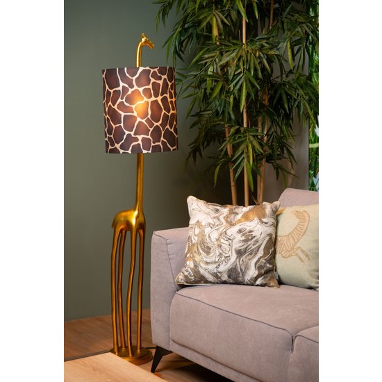 Stattliche Giraffen-Stehleuchte aus Mattgold/Messing E27